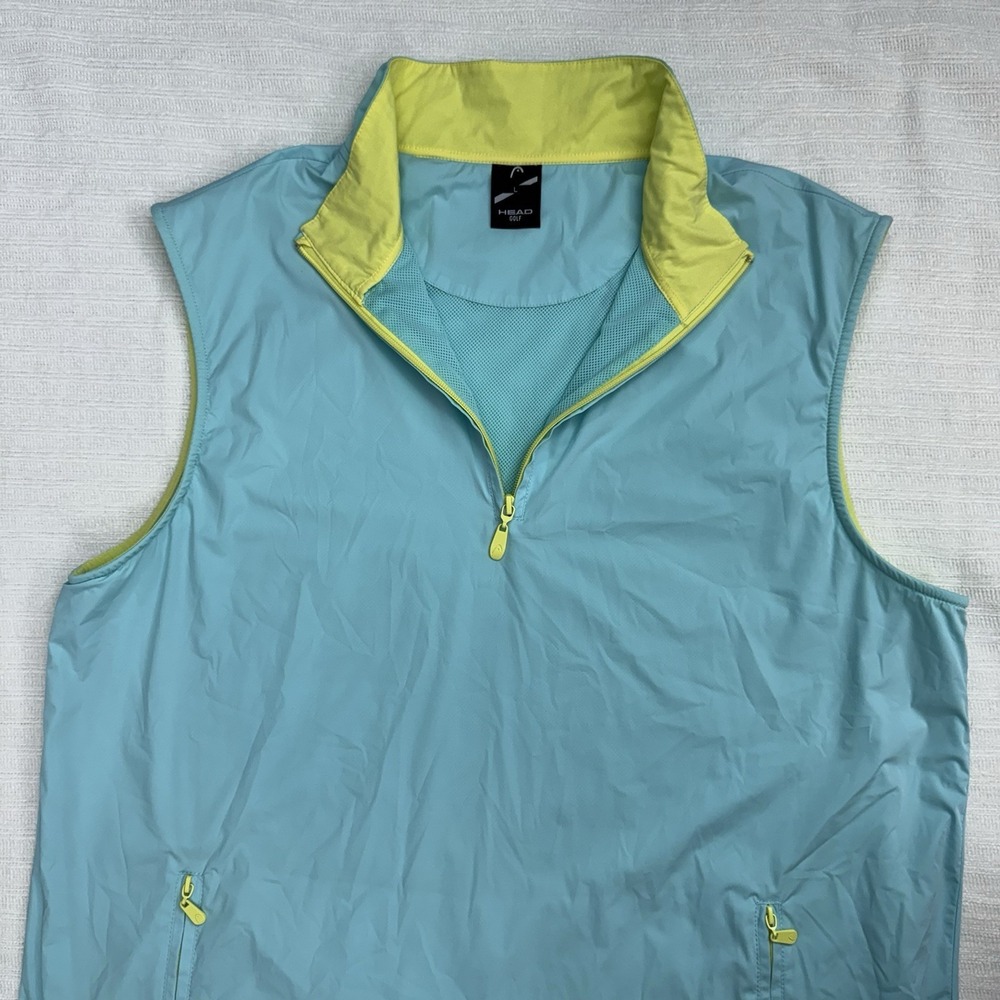 Head Golf Windbreaker Antonio Vest  Mens Large 1/4 ZIp Aqua UV Protect